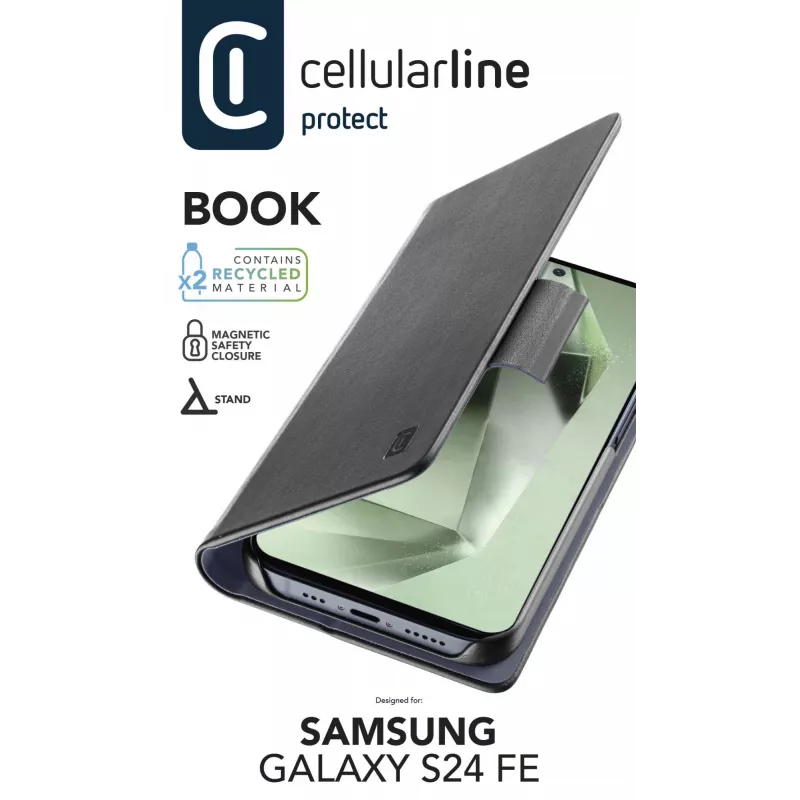 Cellularline Book Galaxy S24 FE dėklas su kortelių kišene ir magnetiniu užsegimu
