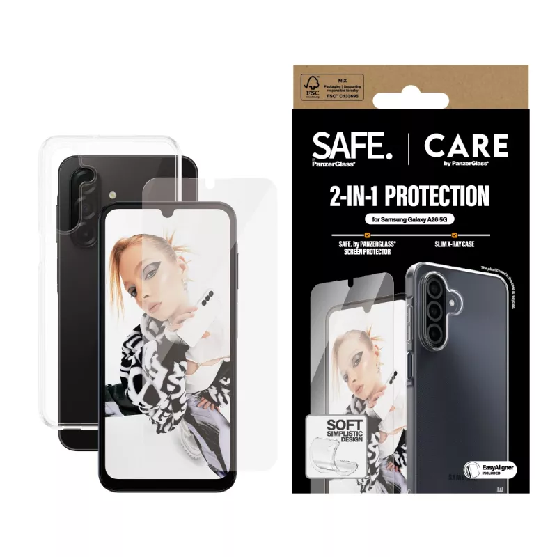 PanzerGlass CARE™ by ® 2-in-1 rinkinys Samsung Galaxy A26 5G, Samsung, Samsung - Galaxy A26 5G, sausas klijavimas, atsparus įbrėžimams, atsparus smūgiams, permatomas, 1 vnt.