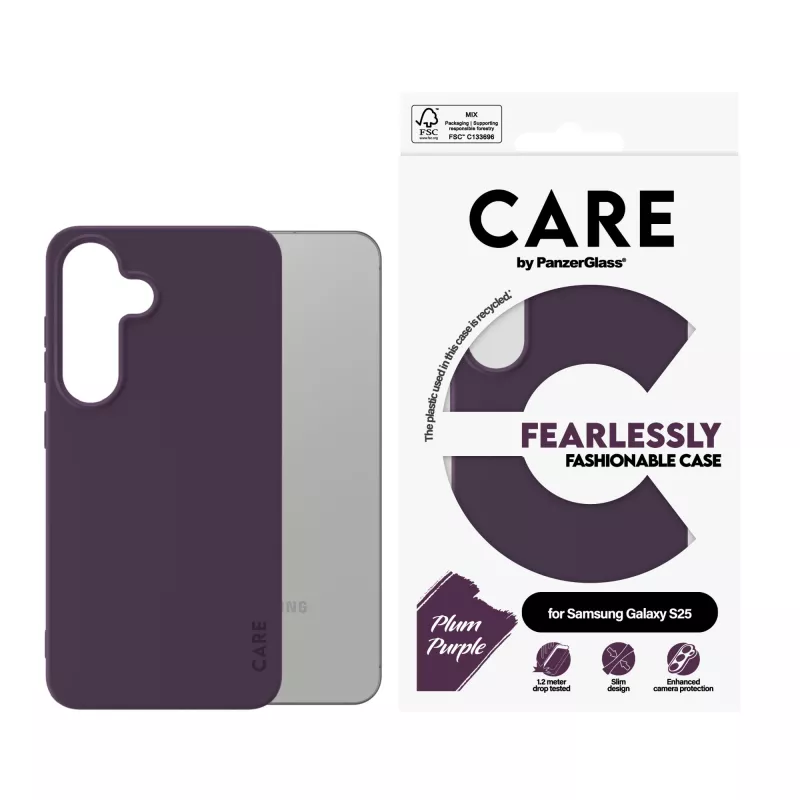 PanzerGlass CARE by Fashionable dėklas slyvinė violetinė Samsung Galaxy S25 permatomas