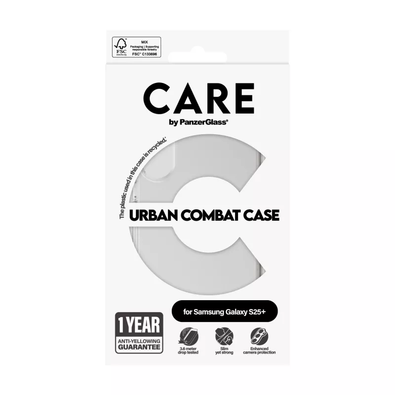 PanzerGlass CARE™ by ® Urban Combat dėklas Samsung Galaxy S25+ permatomas
