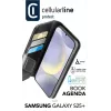 Cellularline Book Agenda dėklas Samsung Galaxy S25+ su magnetiniu užsegimu, dirbtinės odos apdaila, juodas