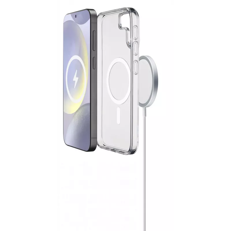 Cellularline Gloss Mag - Magnetinis dėklas Samsung Galaxy S25, skirtas įkrovimui ir tvirtinimui prie MagSafe įkroviklio