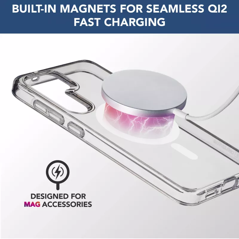 Cellularline Gloss Mag - Magnetinis dėklas Samsung Galaxy S25, skirtas įkrovimui ir tvirtinimui prie MagSafe įkroviklio