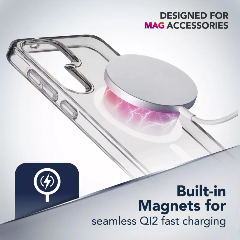 Cellularline Gloss Mag - Magnetinis dėklas Samsung Galaxy S25, skirtas įkrovimui ir tvirtinimui prie MagSafe įkroviklio