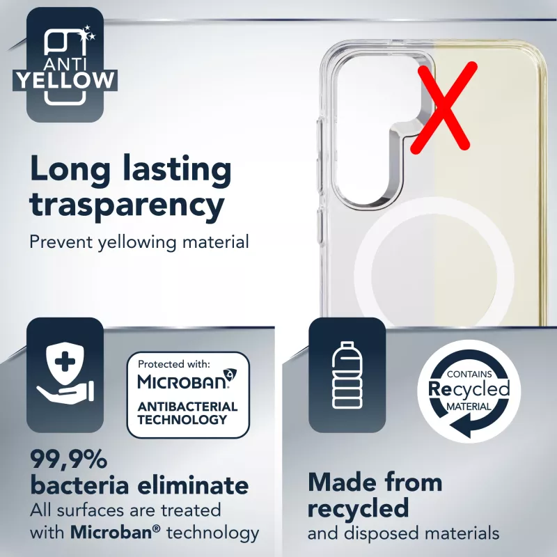 Cellularline Gloss Mag - Magnetinis dėklas Samsung Galaxy S25, skirtas įkrovimui ir tvirtinimui prie MagSafe įkroviklio