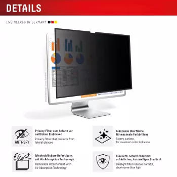 Displex PRIVACY SAFE nuimamas dvipusis privatumo filtras, skirtas Studio Display 27 colių