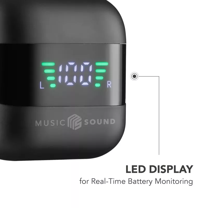 Ausinės Music Sound SPARK TWS su LED ekranu