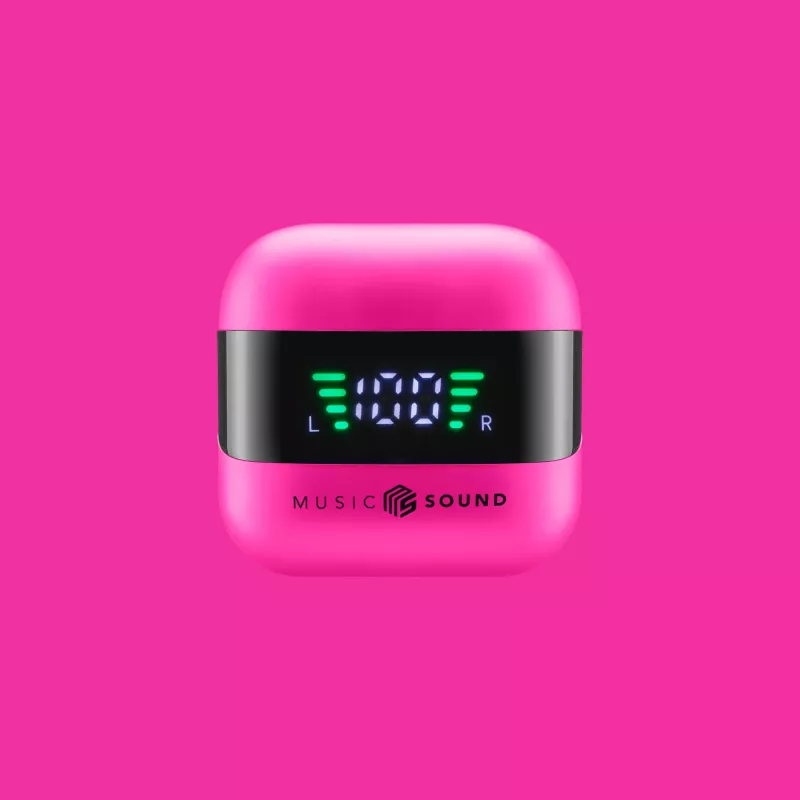 Ausinės Music Sound SPARK TWS su LED ekranu, rožinės spalvos