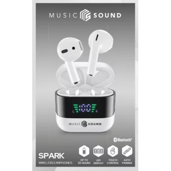 Music Sound SPARK belaidės ausinės su LED ekranu