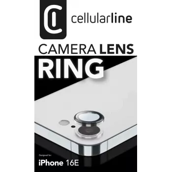 Cellularline CAMERARINGIPHSE4 apsauginis žiedas telefono kameros objektyvui iPhone 16e, skaidrus