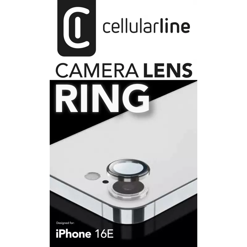 Cellularline CAMERARINGIPHSE4 apsauginis žiedas telefono kameros objektyvui iPhone 16e, skaidrus