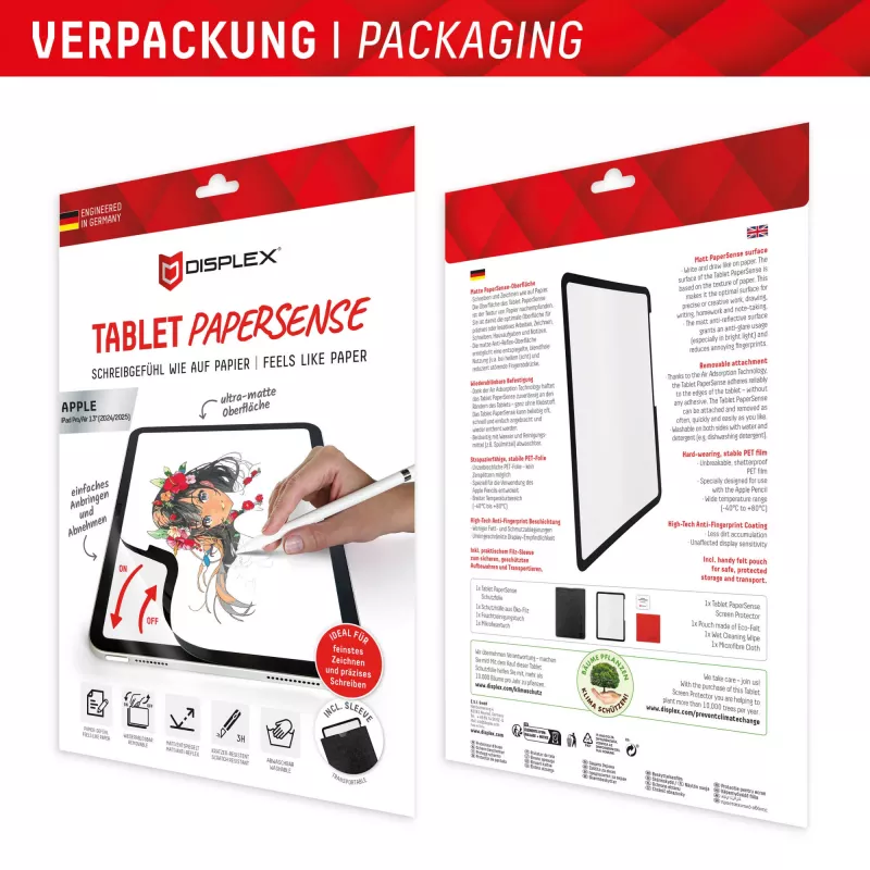 Displex TABLET PAPERSENSE iPad Pro 13'' (2024)/Air 13'' (2025/2024), nuimama rašymo ar piešimo plėvelė su popieriaus pojūčiu