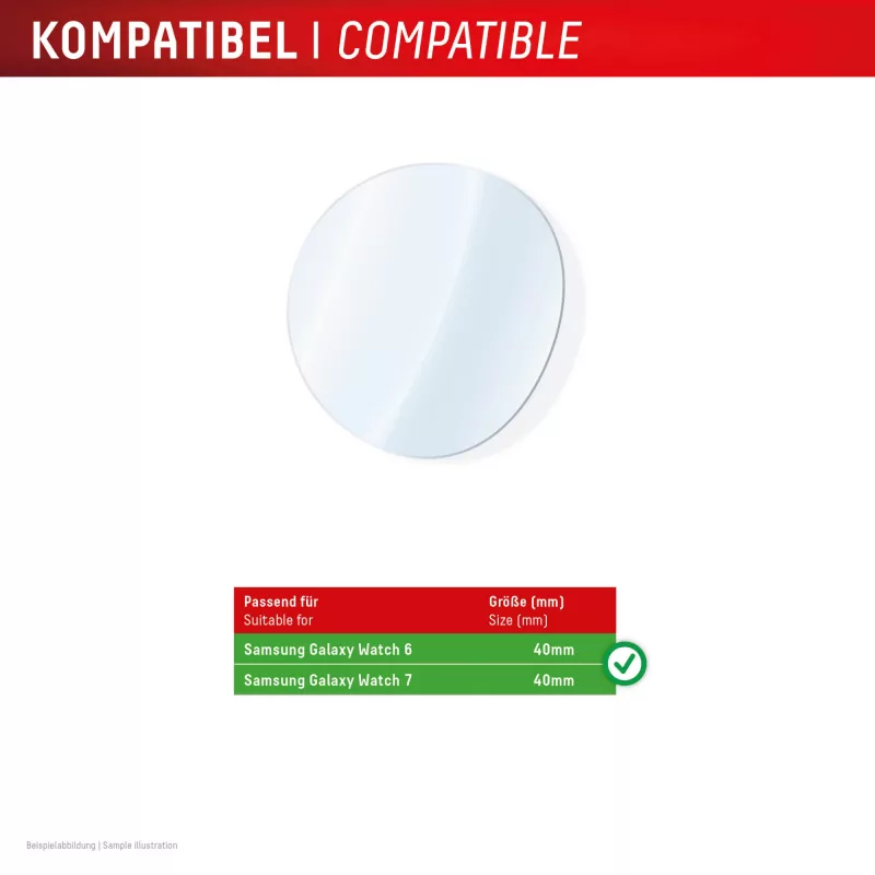 Displex 9H grūdintas stiklas Galaxy Watch 7/6 (40 mm), 2 vnt., itin plonas, be rėmelio, apsauga nuo pirštų atspaudų, pagaminta Vokietijoje