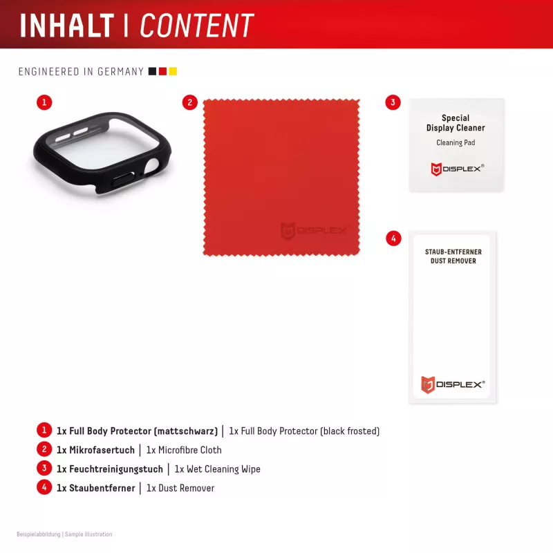Displex 10H Grūdintas stiklas, skirtas Apple Watch 11/10 (42 mm), pilnas korpuso dangtelis, IP68, užsegamas, juodas matinis