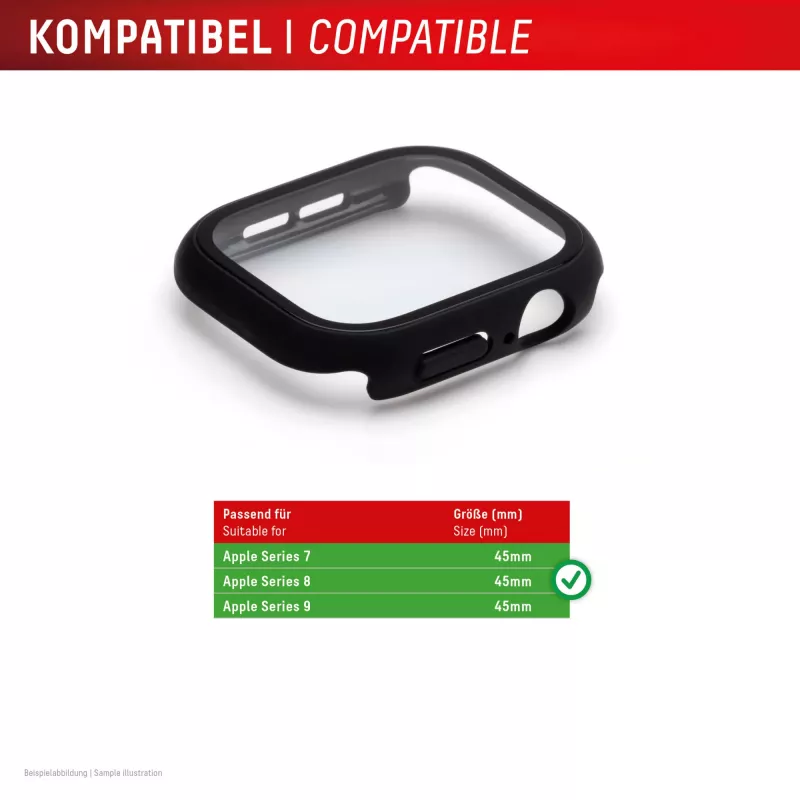 Displex 10H Grūdintas Stiklas Apple Watch 9/8/7 (45 mm) pilnas korpusas, IP68, užspaudžiamas, juodas matinis