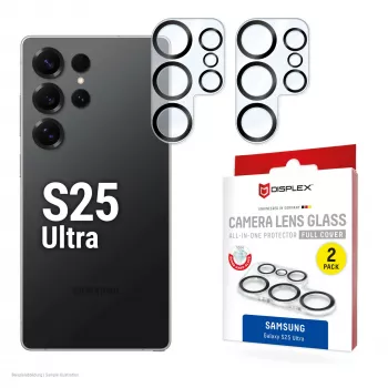 Displex Full Cover Camera Lens Glass Samsung Galaxy S25 Ultra, 10H, pilnas fotoaparatų apsauginis stiklas, Quick Mount, 2 vnt.