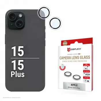 Displex Premium Camera Lens Glass, iPhone 15/15 Plus, 10H, DLC, skaidrus, Quick Mount