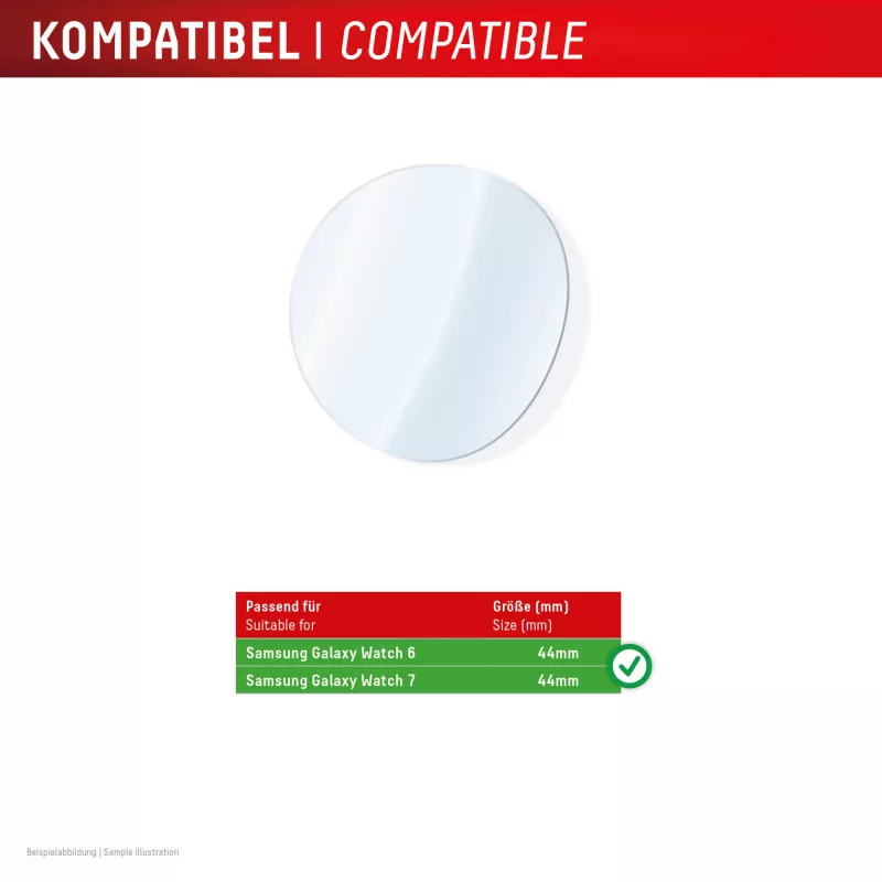 Displex 9H grūdintas stiklas Galaxy Watch 7/6 (44 mm), 2 vnt., itin plonas, berėmis, apsauga nuo pirštų atspaudų, pagaminta Vokietijoje