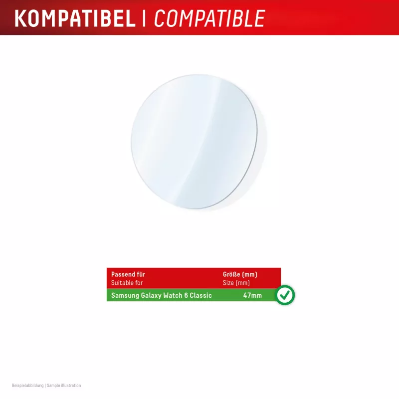 Displex 9H stiklas Galaxy Watch 6 Classic (47mm), 2 vnt., itin plonas, be rėmelio, apsauga nuo pirštų atspaudų, pagaminta Vokietijoje