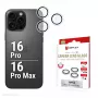 Displex Premium stiklinis fotoaparato objektyvo apsauginis stikliukas, iPhone 16 Pro/16 Pro Max, 10H, viengubas žiedas, DLC, permatomas, Quick Mount