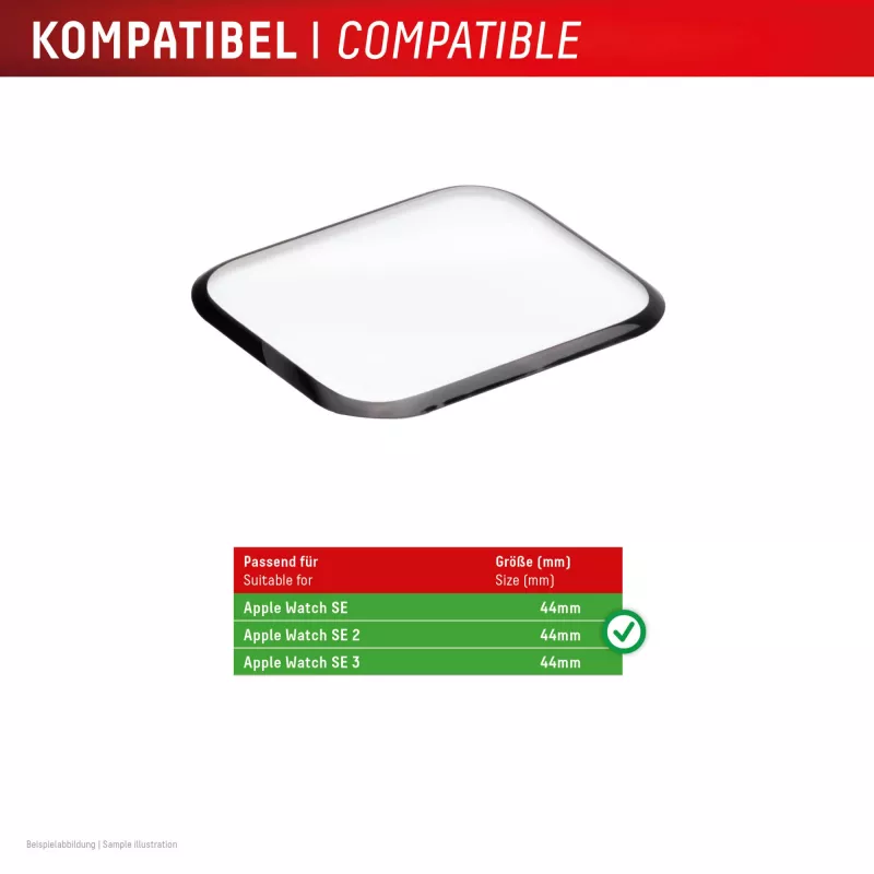 Displex Unbreakable Full Cover Smart Glass Apple Watch SE3/SE2/SE (44mm), 2 vnt., itin plonas, nuo krašto iki krašto, Eco Mount