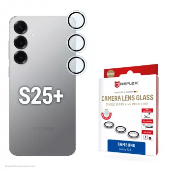 Displex Premium stiklinis objektyvo stiklas, Samsung Galaxy S25+, 10H, Single Rings, DLC, permatomas, Quick Mount
