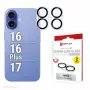 Displex Full Cover Camera Lens Glass iPhone 16/16 Plus/17, 10H, pilnas fotoaparato apsaugos stiklas, greitas montavimas, 2 vnt. pakuotė