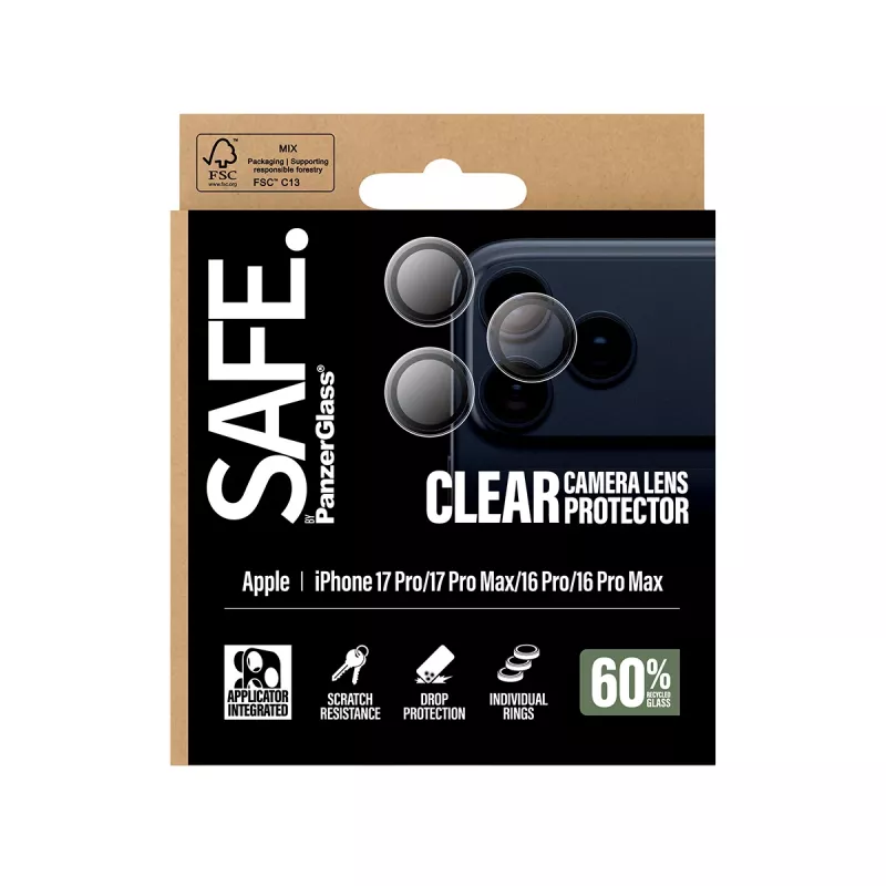 PanzerGlass SAFE. by ® kameros objektyvo apsauga permatoma iPhone 17 Pro | iPhone 17 Pro Max | iPhone 16 Pro | 16 Pro Max