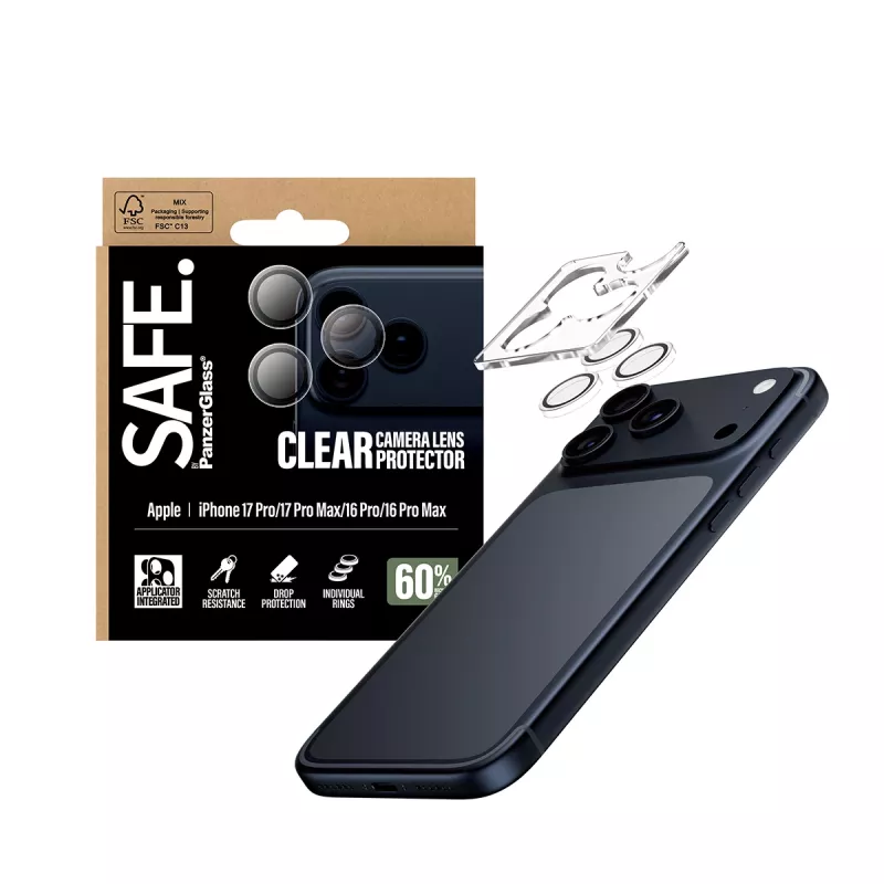 PanzerGlass SAFE. by ® kameros objektyvo apsauga permatoma iPhone 17 Pro | iPhone 17 Pro Max | iPhone 16 Pro | 16 Pro Max
