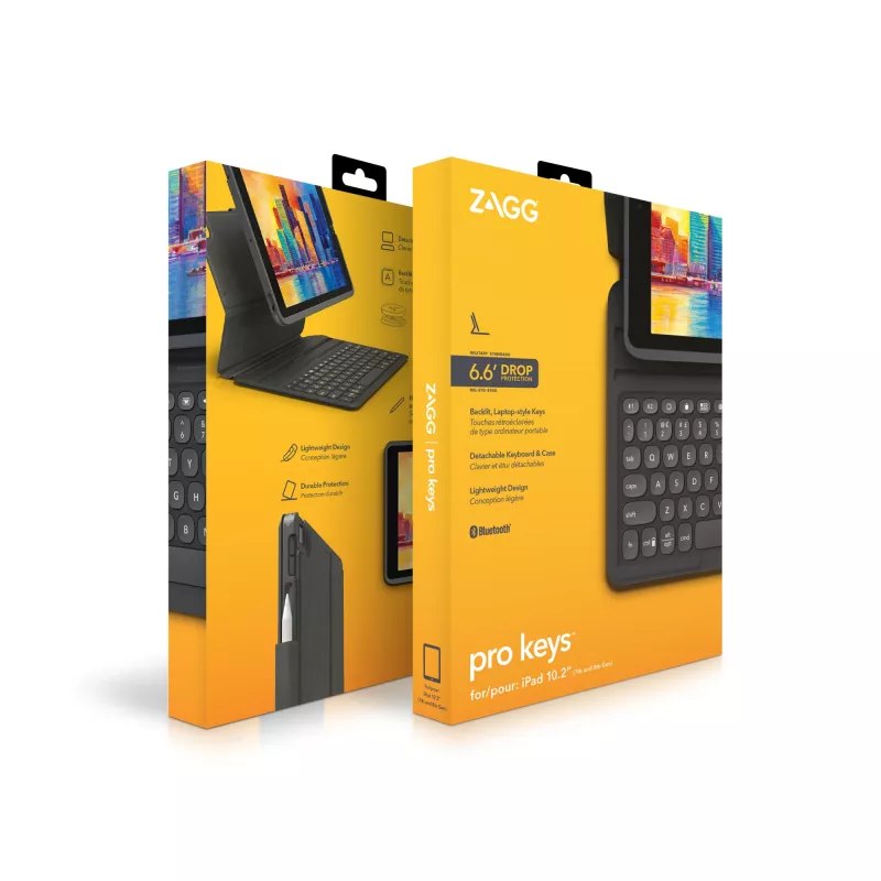 Belaidė klaviatūra ZAGG Pro Keys Apple iPad 10.2 Juoda/Pilka Vokiškas išdėstymas
