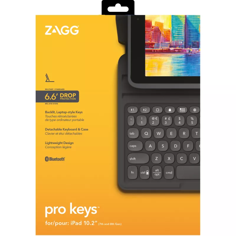 Belaidė klaviatūra ZAGG Pro Keys Apple iPad 10.2 Juoda/Pilka Vokiškas išdėstymas