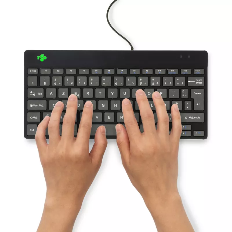 R-Go Tools ergonominė klaviatūra R-Go Compact Break, kompaktiška klaviatūra su pertraukų programine įranga, AZERTY (FR), laidinė, juoda