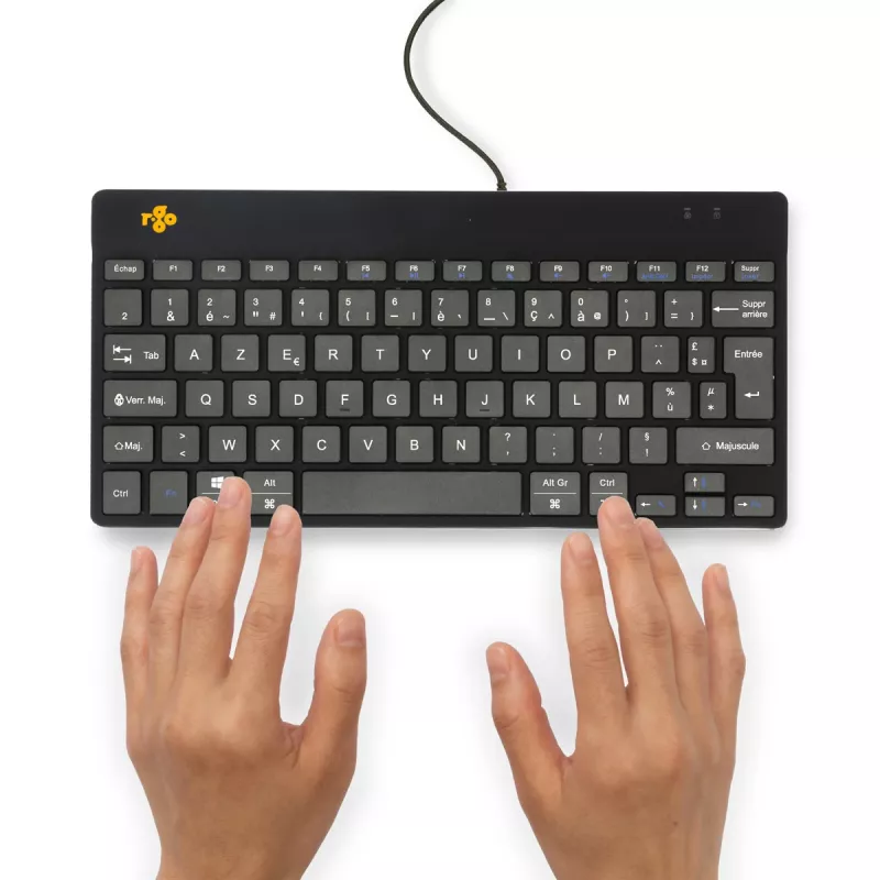 R-Go Tools ergonominė klaviatūra R-Go Compact Break, kompaktiška klaviatūra su pertraukų programine įranga, AZERTY (FR), laidinė, juoda
