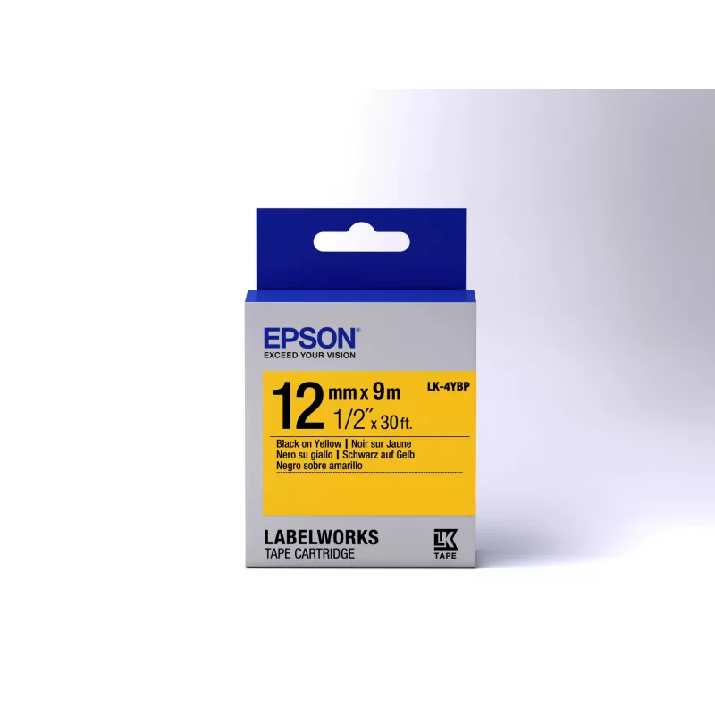 Epson kasetė etiketėms Pastel LK-4YBP juoda/geltona 12mm (9m)