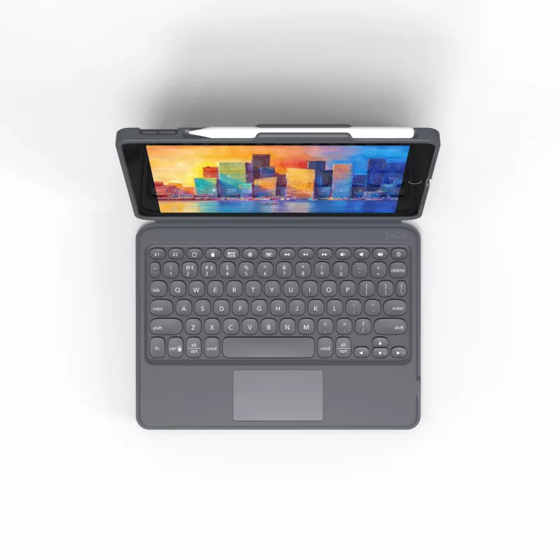 ZAGG Keyboard Pro Keys su Trackpad – Apple iPad 10.2 – Juoda/Pilka – Vokiška