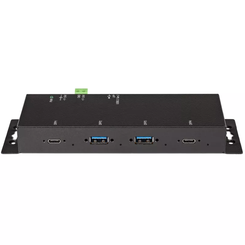 StarTech.com 4 prievadų USB-C šakotuvas 10Gbps – Metalinis pramoninis USB-C šakotuvas – 2x USB-C ir 2x USB-A – ESD apsauga – USB-C arba USB-A pagrindinis – Savaiminio maitinimo montuojamas USB 3.2 Gen 2 Type-C šakotuvas