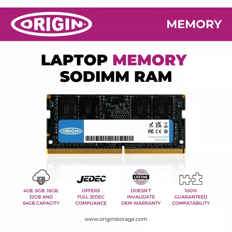 Origin 8 GB DDR4 3200 MHz SODIMM 260 kontaktų 1Rx8 ne ECC 1,2 V nešiojamojo kompiuterio atmintis