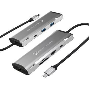 j5create JCD393 4K60 Elite USB-C 10Gbps mini dokas, kosminė pilka