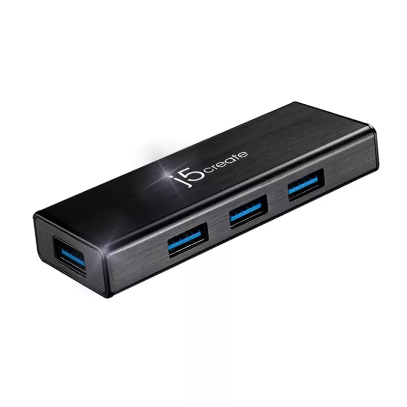 USB centras j5create JUH340 4 prievadų USB 3.0 juodas aliuminis
