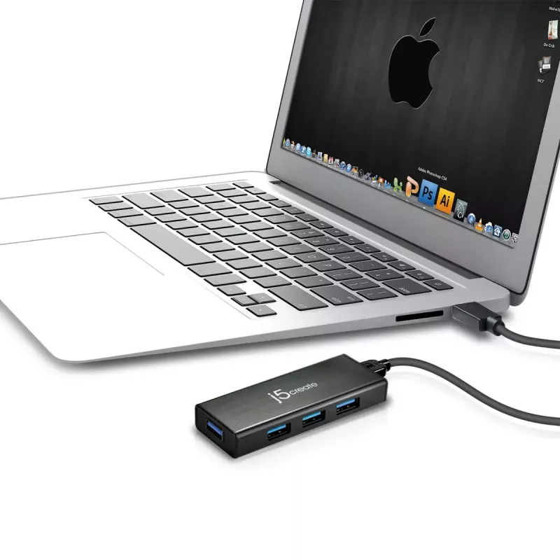 USB centras j5create JUH340 4 prievadų USB 3.0 juodas aliuminis