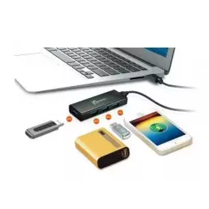USB centras j5create JUH340 4 prievadų USB 3.0 juodas aliuminis