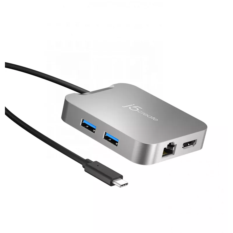 j5create JCD391 4K60 Elite USB-C® PD kelių prievadų adapteris, sidabrinis