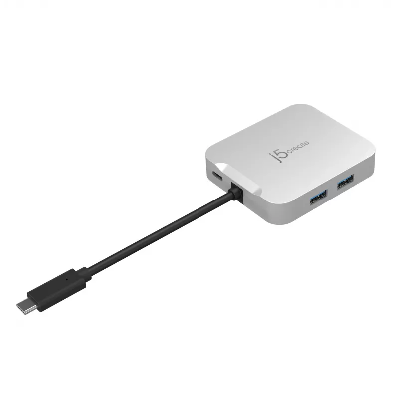 j5create JCD391 4K60 Elite USB-C® PD kelių prievadų adapteris, sidabrinis