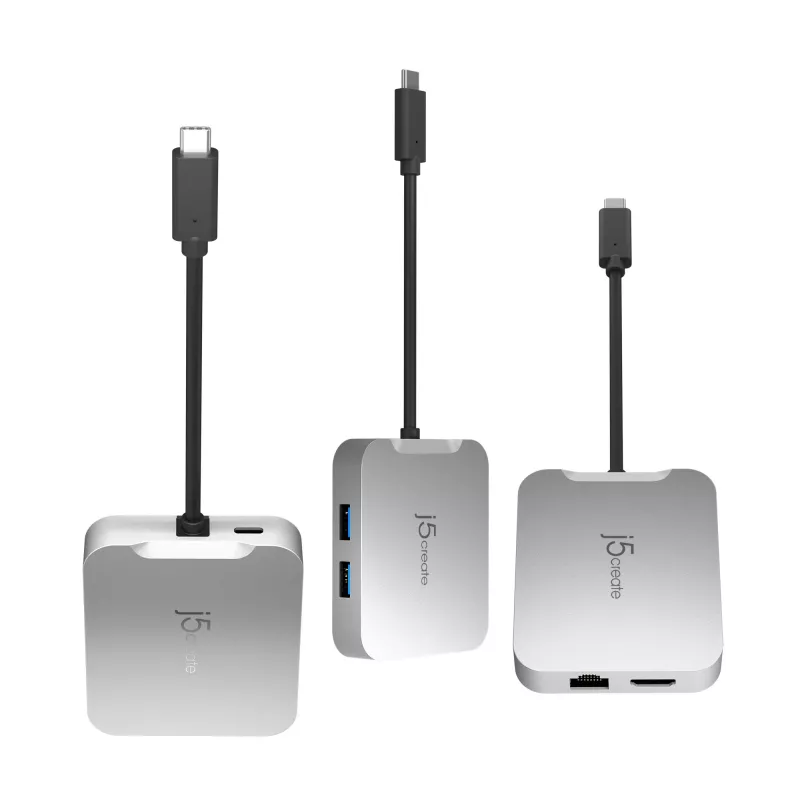 j5create JCD391 4K60 Elite USB-C® PD kelių prievadų adapteris, sidabrinis