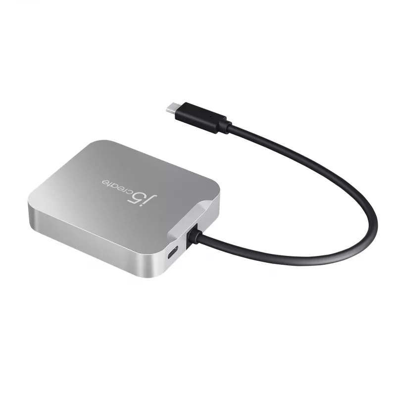 j5create JCD391 4K60 Elite USB-C® PD kelių prievadų adapteris, sidabrinis