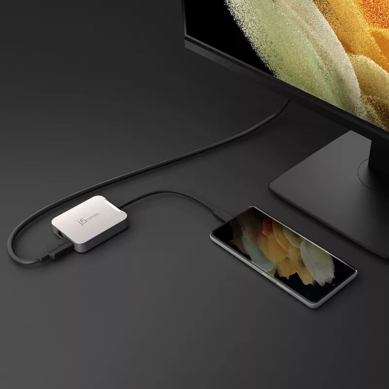 j5create JCD391 4K60 Elite USB-C® PD kelių prievadų adapteris, sidabrinis