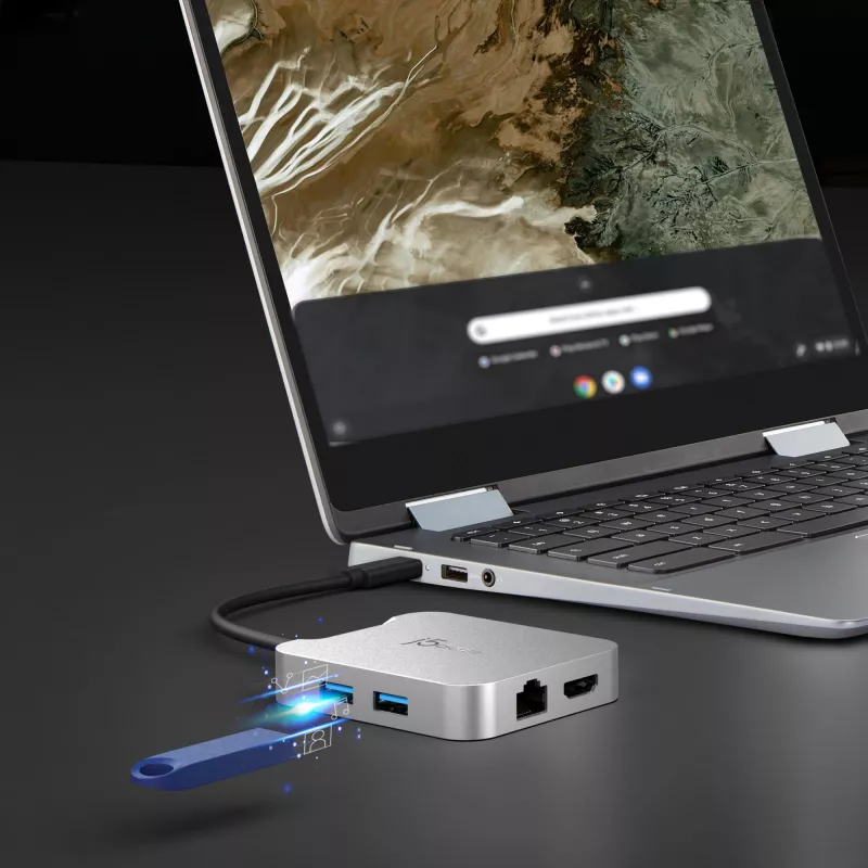 j5create JCD391 4K60 Elite USB-C® PD kelių prievadų adapteris, sidabrinis