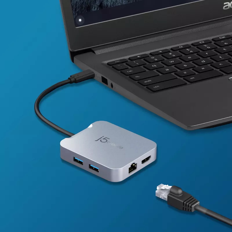 j5create JCD391 4K60 Elite USB-C® PD kelių prievadų adapteris, sidabrinis