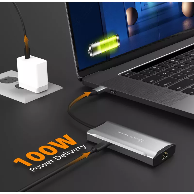 j5create JCD392 4K60 Elite USB-C 10Gbps kelioninis dokas, erdvės pilka