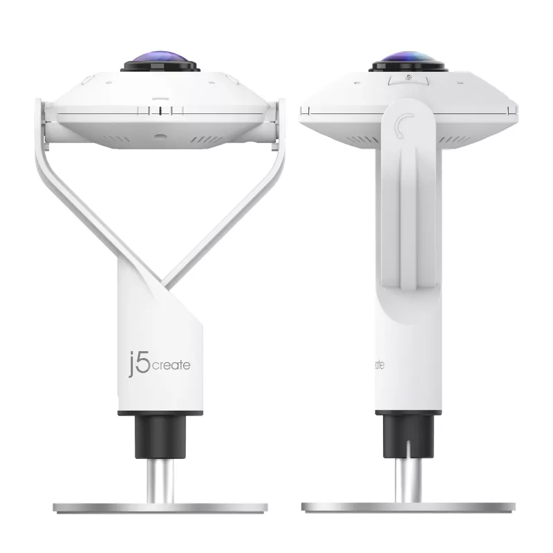j5create JVCU360 360° visapusė internetinė kamera, 1080p vaizdo fiksavimo raiška, balta ir juoda